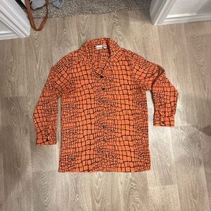 Vintage Orange Button Down Shirt
